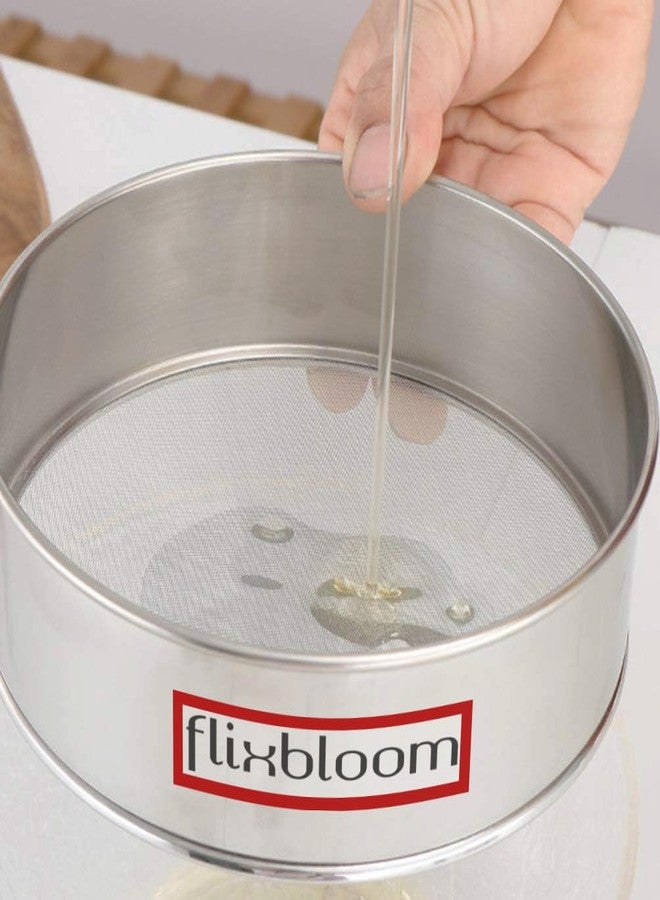 FLIXBLOOM منخل دقيق/نشا/دقيق تقليدي من الفولاذ المقاوم للصدأ من فليكس بلوم، توابل، مصافي طعام، طقم عجين | منخل دائري شبكي للخبز، أدوات مطبخ (1، كبير) - Image 2